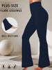 Plus Size Ladies High-Rise Flared Leggings for Yoga and Workout Features Tummy Control and a Stylish Bell-Bottom Design in Sizes