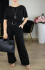 Pant Set Women Three Piece Sets Round Neck Full Sleeve Tops Mid Length Coats Wide Leg Long Pants High Waist Y2k Work