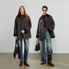 Women Coat Winter 100% Sheep Wool Corduroy Plaid Patterned Patchwork Woolen Coat
