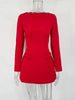 Bows Splice Long Sleeve Mini Dress Elegant Office Woman Solid Bodycon Club Party Dresses Autumn High Waist
