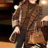 Plaid Suit Woolen Coat Women Autumn Winter Korean Loose Woolen Coat Mid-Length Wool Blazer Overcoat Woman Jacket