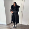 Warm Fur Collar Elastic Waist Hooded Coat Women's Elegant Waist-cinching Zippers Long Cotton Coats Winter Lady Outwear