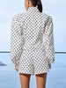 Polka Dot Print Shorts 2 Piece Sets For Women Long Sleeve Patchwork Contrast Jacket Coat And Casual Commute Shorts Suits