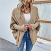 Women Sweater Jacket Stylish Women's Autumn Winter Lantern Sleeve Cardigan Solid Color Knitting Coat for Streetwear