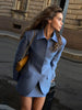 Women's Short Set Lapel Collar Fitted Cinched Waist Blazer Jacket Mini Solid Straight Skirt Elegant Suit Party Office Set Ladies