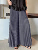Pleated Elastic Waist Women's Wide Leg Pants Chic Elegant Design Handmade Pleated Stretch Loose Long Pants 2DB3646