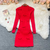 Chic Sexy Wrap Hips Knitted Mini Dress Y2K Aesthetic 3D Bows Bodycon Party Dress Streetwear Lady Dress