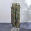Women Camouflage Cargo Long Pants High Waist Wide Leg Drawstring Hem Baggy Trousers Autumn Casual Chic Vintage Streetwear