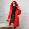 Winter Women's Long Coat Windproof Warm Padded-Cotton Coat Simple Loose Hooded Parkas Plaid Quilted Jackets for Woman