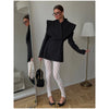 Chic Solid Waist Cinching Blazer Coat Women Wide Shoulder Split Sleeves Single Button Jacket Spring Lady Street Jackets