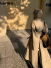 Spring Autumn Long Oversized Light Khaki Trench Coat for Women with Hood Double Breasted Loose Casual Overcoat