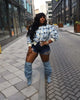Elegant Women Button Front Floral Appliques Long Sleeve Jacket Thick Warm Winter Streetwear Outwear