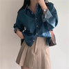 Korean Loose Casual Women's Denim Shirt Vintage Outerwear Spring Blusas Tops Long Sleeve Thin Casual Coats Street