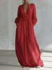Boho Vacation Woman Maxi Dress 3D Flower V Neck Long Sleeve Solid Color Elegance Flowy Dresses Woman Spring Robes Vestidos