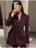Women's Autumn Winter Slim Waist Chic Blazer Coats Office Ladies Double Breasted Suits Jacket Women Clothing