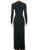 Ruched Elegant Maxi Dress Women Daily Casual Skinny Full Sleeve Solid Gown Midnight Prom Party Long Bodycon