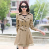 2026Spring Autumn Windbreaker Coat Women Slim Mid Long Lace Trench Coat Female Casual Double-breasted Outerwear Tops