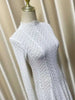 Lace Dress Women's Round Neck Hollow Out Slim Long Sleeve Retractoin Waist Big Swing Dresses 7AB8070