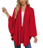 Elegant Shawl Wraps Soft Open Front Poncho Sweater Women Loose V-Neck Cape Casual Solid Color Soft Open Front Poncho Bat Shirt