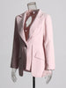 Patchwork Button Slim Blazer For Women Notched Collar Long Sleeve Spliced Pockets Hollow Out Designer Coat Female