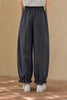 150-160cm Petite Women Pants Ankle Length Lantern Jogger Pants Elastic High Waist Wide Leg Lengthening Trousers