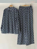 Women's Clothing Retro Geometric Printed Shirt Two-piece Set High Waist Wide Leg Trousers Set Set