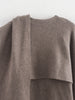 Ladies Autumn Winter Jacket Women Casual Commuter Coat Knitted Loose Oversize Coat Asymmetric Elegant Split Chic Scarf Jacket