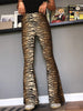 high waist leopard print flare leggings autumn winter women sexy bodycon trousers club pants