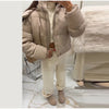 Winter Puffy Warm Women's Padded Coat Detachable Hooded Full Sleeve Zip-up Cropped Cotton Coats Lady Solid Thicken Jacket