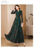 Spring Autumn Gold Velvet Long Sleeve Dress For Women High Grade Green Plush Jacquard Long Dress Female Elegant Dresses 4XL