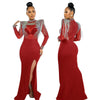 Women Mesh See Through Long Sleeve Diamonds Rhinestones Mermaid Long Dress Fall Evening Sexy Party Dresses Vestidos