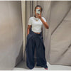 Chic Irregular Striped Long Pants For Women High Waist Loose Trouser Autumn Winter Female Daily Casual Pant