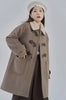 Lamb Wool Collar Duffle Coat Women Long Wool-Like Overcoat Elegant Loose Fit Warm Winter Outerwear Clothing