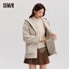 Coat Women Imitation Lamb Wool Polar Fleece Double-Sided Wear Loose Winter Contrast Color Simple Hooded Jacket