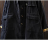 Women Vintage Hooded Button Parkas Plus Cotton Winter Coats Solid Color Patchwork Pockets Warm Long Parkas