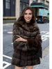Brown Hooded Women's Faux Mink Fur Coat Thick Autumn Winter Chic Cardigan Mid Length Loose Warm Jackets 2DB4632