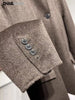 Women's Autumn Winter Vintage Pockets Wool Blazer Coat Casual Solid Long Sleeves Loose Outerwear Ladies