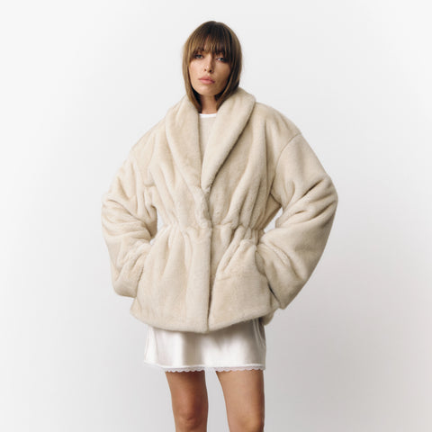 Mixed Color Lapel Collar Woman Long Coat Elegant Full Sleeve Loose Overcoat Winter Lady High Street Faux Fur Jacket