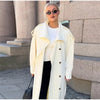 Detachable Triangle Shawl Long Puffer Coat Stand Collar Waist Tie Belt Button Solid Loose Women Coats Winter Commute Outfit