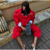 Women Solid Zip Up Two Piece Set High Neck Loose Jacket Wide Leg Track Pants Spring Autumn Casaual Hip Hop Outfit