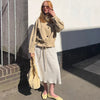 Shiny Fabric Jacket High Stand Collar Loose Puff Sleeve Drawstring Cropped Hem Coat Autumn Daily Lady Sweet Jacket