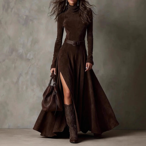 Dress Women's Elegant Temperament Long Sleeve High Neck Dress