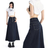High Waist Denim Skirt Women Autumn Single Buttons Long Skirt Women Korean Style Casual Jeans Skirts Womens