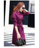 Purple Windbreaker Women Mid-Long Trench Coat Spring Korean Slim Waist British Casual Autumn Coat With Belt Outwear Top