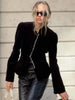 Solid Velvet Women's Jacket Stand Collar Long Sleeve Waist Cinching Coat Chic Spring Autumn Evening Street Wear