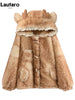 Autumn Winter Thick Warm Sweet Cute Lace Patchwork Faux Fur Coat Hoodie Women with Deer Ears Horn Buttons Fluffy Jacket
