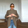 Chic Plaid Women's Blazer Jacket Stand Collar Full Sleeve Single Button Female Coats Spring Casual Commute Lady Outwear
