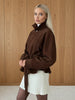 Lace Up Suede Jacket Women Lapel Full Sleeve Single-breasted Pocket Cropped Coat Spring Lady Daily Street Outerwear