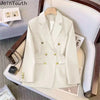 Temperament Blazers Women Clothes Oversized Jackets Office Lady Double-breasted Casual Korean Coats Tops Ropa Mujer