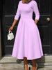 Women Twist Length Sleeve O-neck Big Swing Retro Dress Autumn Vintage Vestidos Even Party Cocktail Dresses